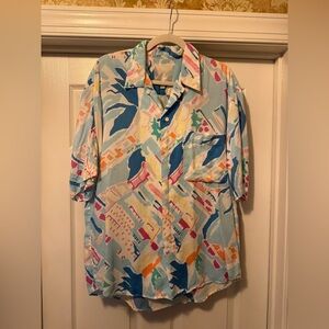 Vintage Multicolor Abstract Print Men's Shirt Hawaiian Shirt
